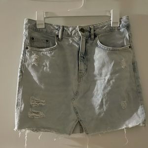 Distressed denim  skirt